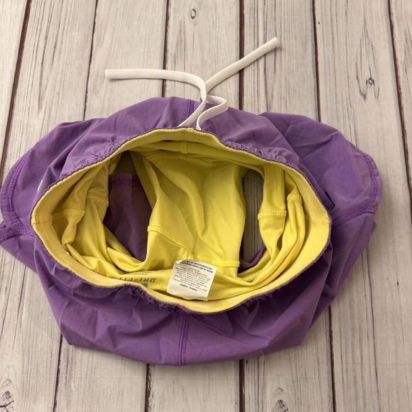 Nike Dri Fit Shorts Just Do It Purple Yellow Double Layer Running Lakers Color - Picture 6 of 7